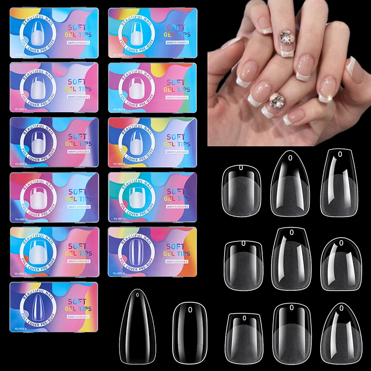 15Size Soft Gel Tips - امتدادات الأظافر الغطاء الكامل