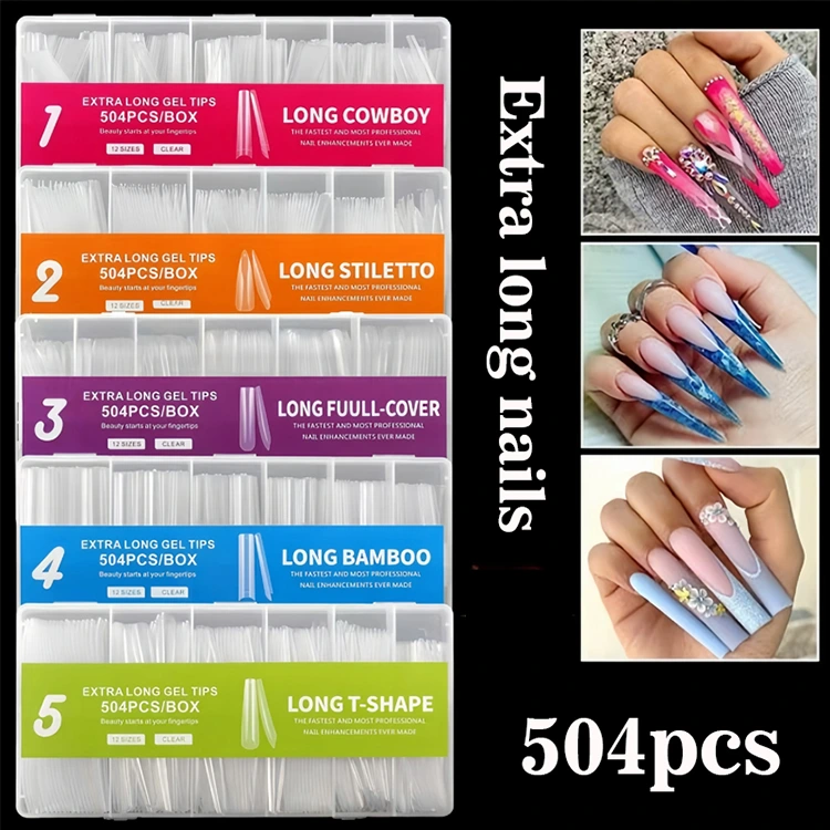 نصائح جل طويلة إضافية - 504pcs